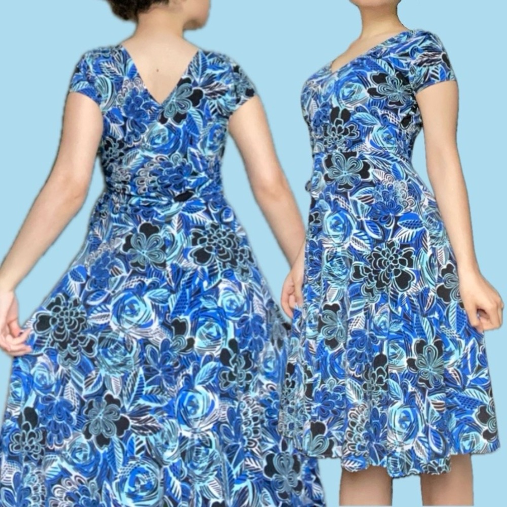 Blue floral midi Chadwick’s collection dress